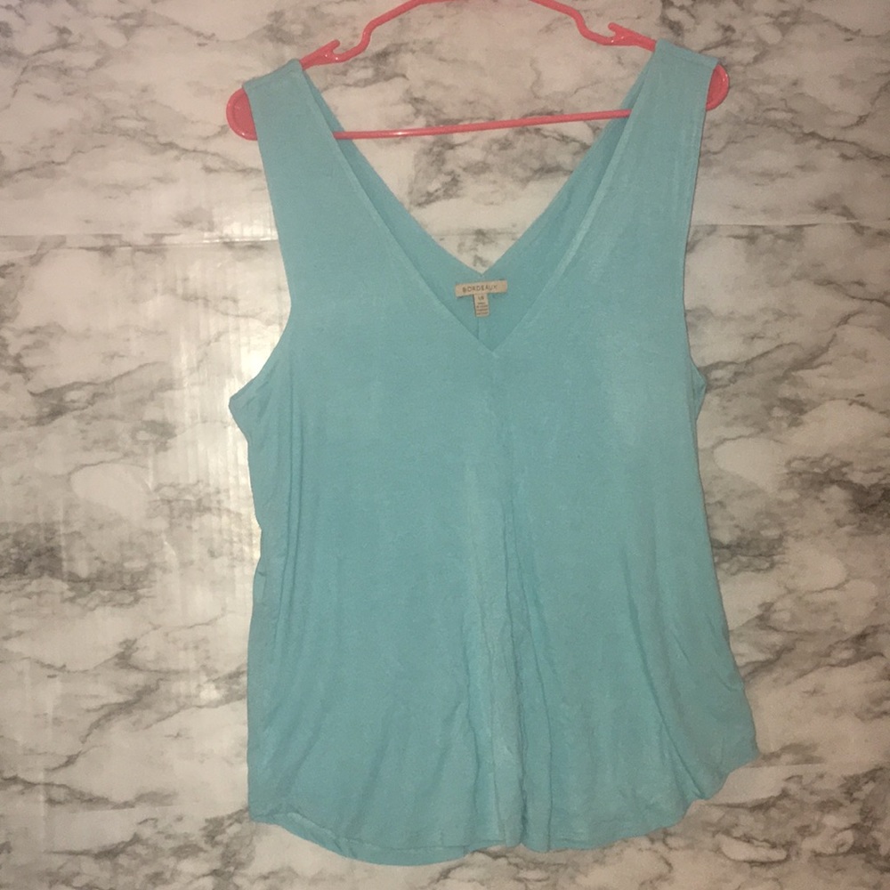 Bordeaux for Anthropology large blue v-neck tank